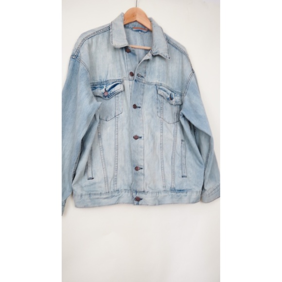 Free People denim oversize trucker jacket M L - Picture 3 of 5